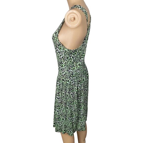 BCBGeneration Green Black Ditsy Floral Crossback Sundress SZ L - Picture 5 of 9